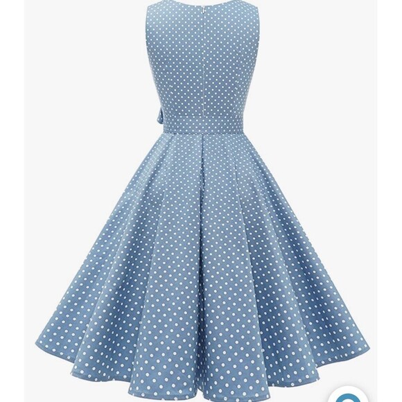 Bery Love Vintage Looking Retro Light Blue and White Polka Dot - Small - New - Picture 2 of 5
